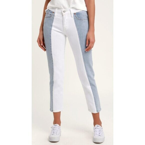 Levi's 501T Two-Tone Mid-Rise Cropped Tapered Button-Fly Jeans - Women's Size 27 - Picture 4 of 16